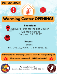 warming center open tonight 12/20/24 9pm-7am