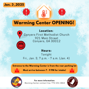 warming center open tonight 1/3/25